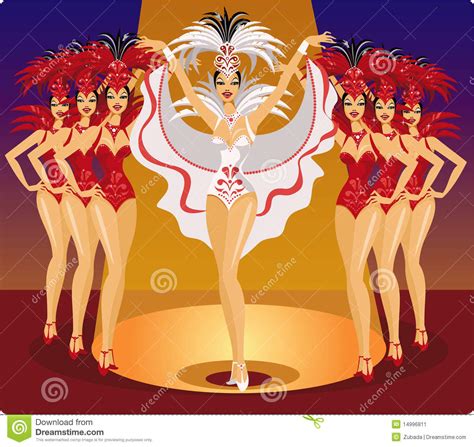 Cabaret Showgirls Stock Vector Illustration Of Face 14996811