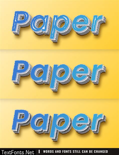 Paper Text Effect Editable Font Style