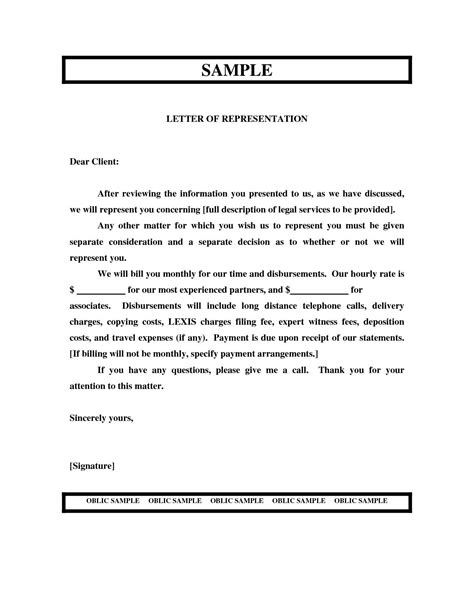 Sample Of Representation Letter