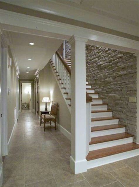 Stone Wall Down The Stairsnice In 2020 Basement Staircase