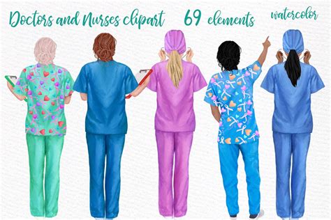 Nurses Clipartdoctors Scrubs Healthcare Illustrations ~ Creative Market
