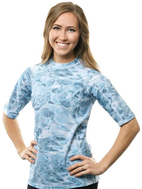 Aqua Design Rashguard Swim Shirts For Women Upf50 Short Sleeve Rash