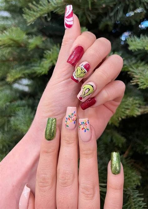 Nude And Red Grinch Nails Thefab S