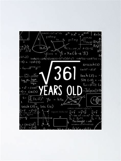 Square Root Of 361 19th Birthday 19 Years Old T Shirt Poster For