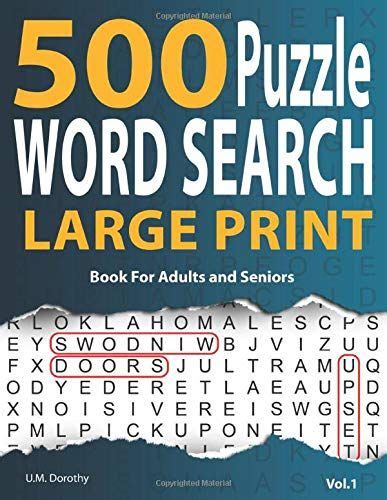 500 Word Search Puzzle Book For Adults Large Print Jumbo Font Word
