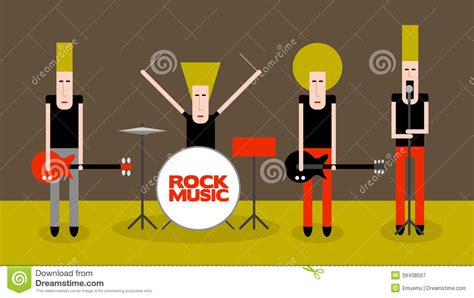 Rock Musicians Set Rock Stars Characters Male Singer And Guitarists