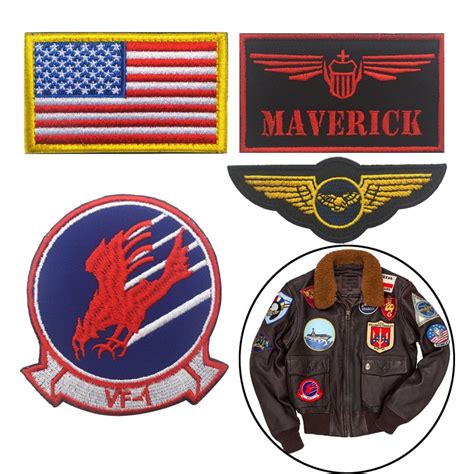 Topgun Top Gun Maverick Name Tag Flight Suit Navy Tomcat Patch Set Of