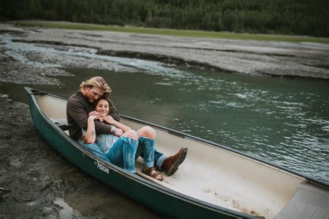 Eklutna Lake Adventures Romantic Couples Canoe Photoshoot