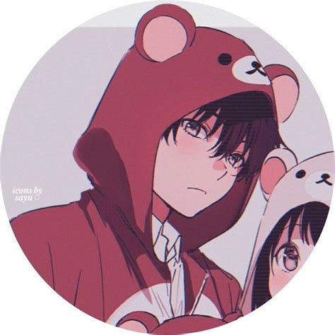Two Anime Characters Wearing Red Hoodies And One Is Holding A Teddy