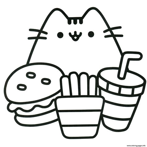 Free coloring pages realistic females. Pusheen Ready To Eat Food Coloring Pages Printable