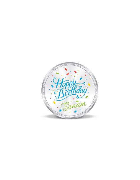 Precious Moments Personalised Bis Hallmarked Happy Birthday Silver Coin