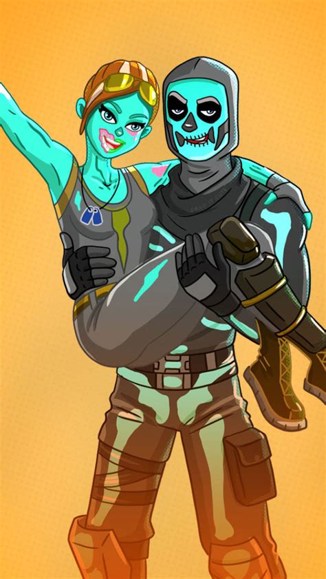 640x1136 Skull Trooper And Ghoul Trooper Cartoon Fortnite