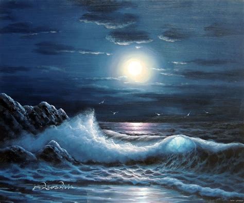 Moonlight Beach Ocean At Night Beautiful Nature