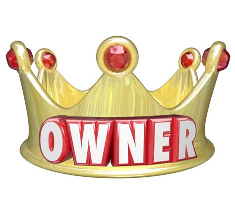 Owner Word 3d Gold Crown Home Property Control Stock Illustration