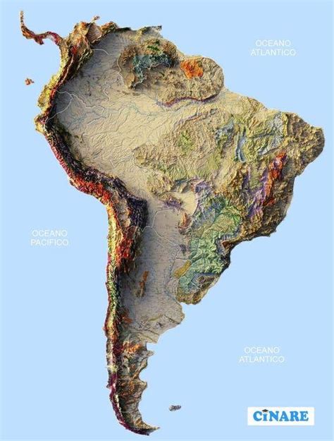 Mapa Em Alto Relevo Da America Do Sul R Brasil