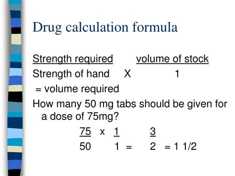PPT - Drug calculation formula PowerPoint Presentation, free download ...