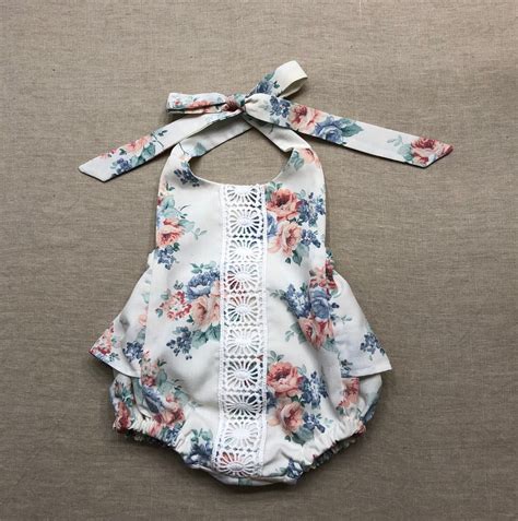 Floral Ruffle Baby Romper Newborn Photo Prop Ready To Ship Etsy