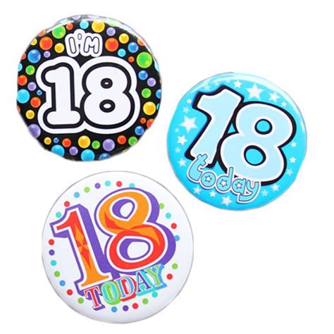 Happy 18th Birthday Badge Blue Design Party Supplies Partylady