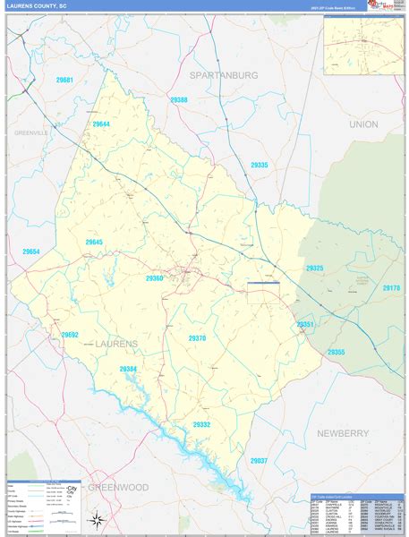 Laurens County Wall Map Premium Style