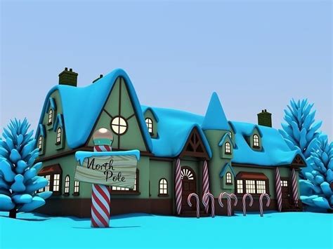 North Pole Santas Workshop Christmas Village 3d Model Cgtrader