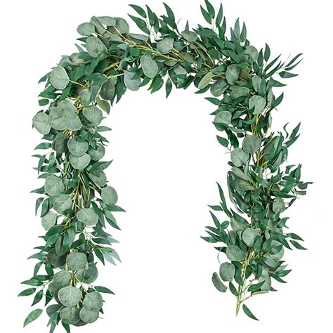 Coolmade 1 Pack Artificial Eucalyptus Garland With Willow Leaves 65