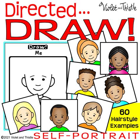 Directed Drawing Self Portrait Template Back To School Write Learn How