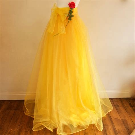 Belle Inspired Womens Long Yellow Organza Skirt Made To Etsy