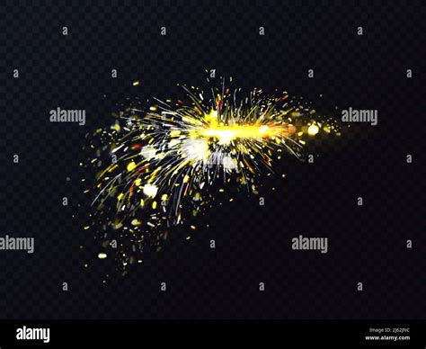 Fire Sparks Of Metal Welding Or Cutting Flare Sparkles Vector