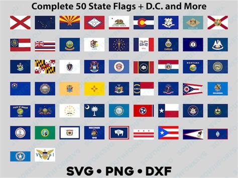 Complete All Usa 50 States Flags Territories Mega Bundle Svg Etsy