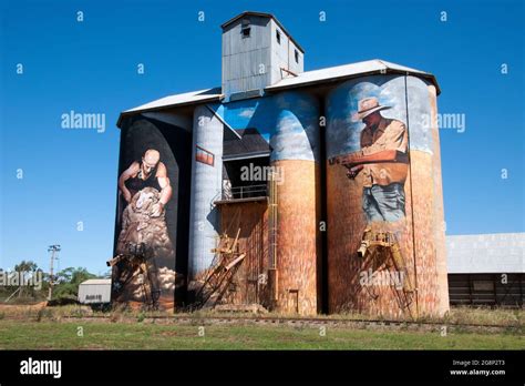 Weethalle Australia Nov 2 2020, wheat silos with large scale mural