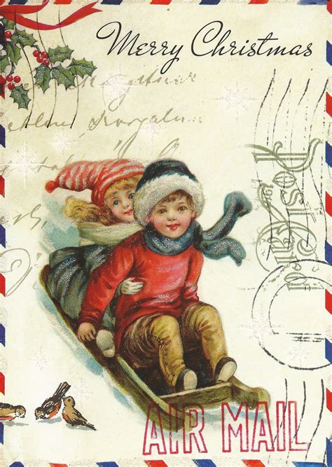 Sleigh Vintage Christmas Cards Christmas Ephemera Christmas Prints