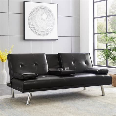 54.3 modern black faux leather love seats futon sofa loveseat living room office couch small space configurable sofa black. Sofa Bed, Modern Leather Futon Couches and Sofa Beds ...