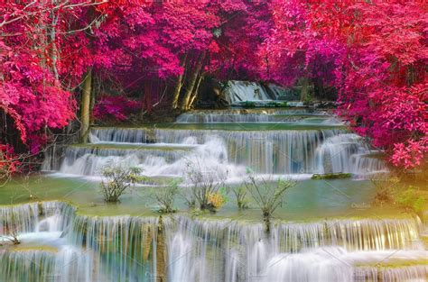 Colorful Of Waterfall In Deep Forest Stock Photo Containing Waterfall