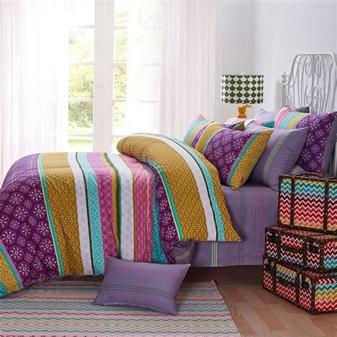Purple Turquoise And Yellow Colorful Stripe And Bohemian