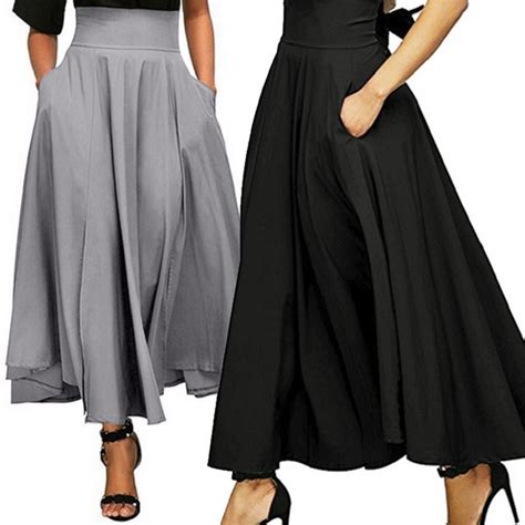 Zogaa 2019 Black High Waist Long Skirts With Pocket High Quality Solid