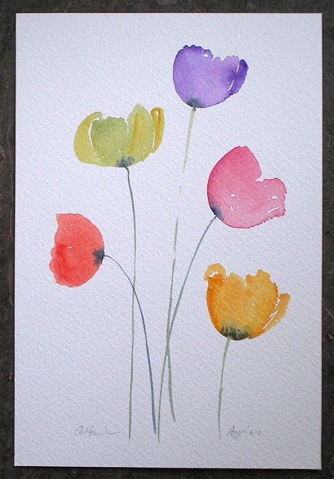 Watercolour Painting Colourful Poppies Original Art By Artist Etsy