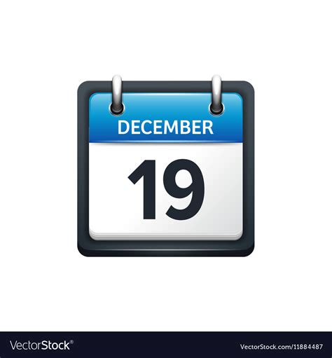 December 19 Calendar Icon Royalty Free Vector Image