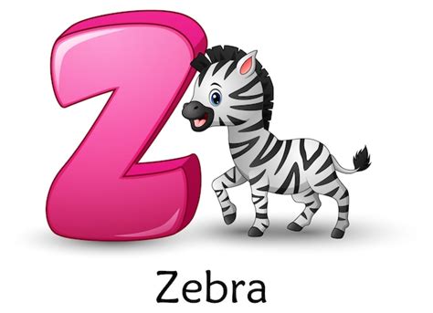 La Letra Z Es Para El Alfabeto De Dibujos Animados De Cebra Vector