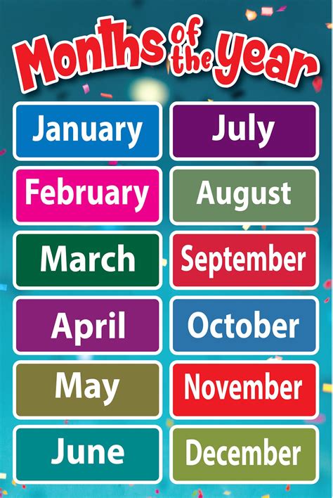 Months Of The Yeartwelve Months Of The Year English