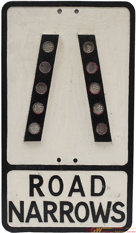 Road Sign Cast Aluminium Road Narrows Complete Roadsigns