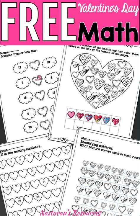Free Valentines Day Math Worksheets For Kids First Grade With Images