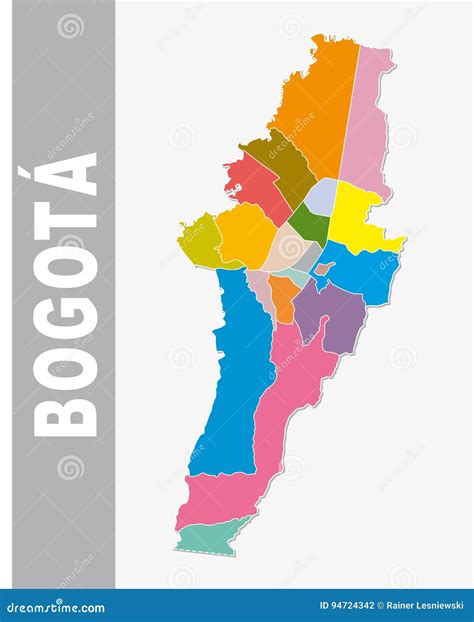 Mapa Administrativo Y Político De Bogotá Colorida Del Vector