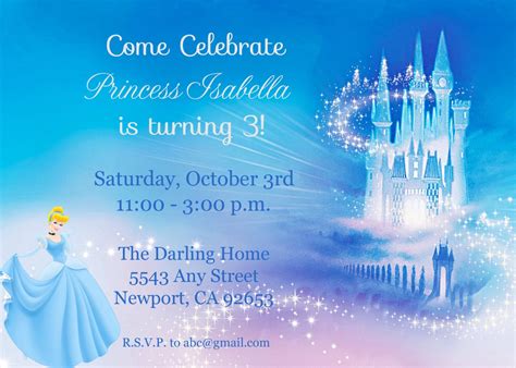 Cinderella Invitation Disney Princess Kids Birthday Etsy