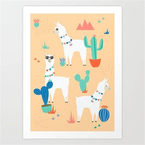 Buy Summer Llamas Art Print By Latheandquill Worldwide Shipping