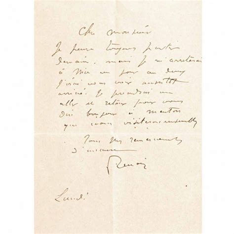 Renoir Pierre Auguste Autograph Letter Signed Renoir For Sale At