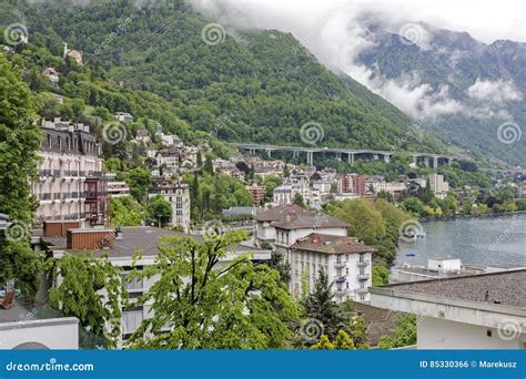 General View Of Montreux And Its Greenery Editorial Photo Image Of