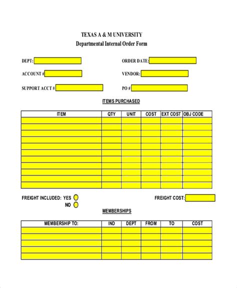 8 Internal Order Forms Free Sample Example Format Download