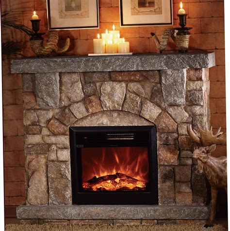 Large Stone Electric Fireplace | Stone electric fireplace, Diy stone