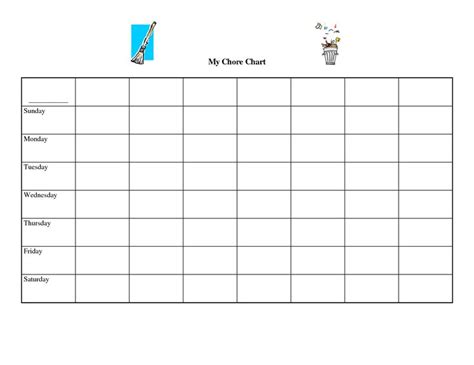 Free Printable Blank Spreadsheets Chore Charts Free Chore Charts