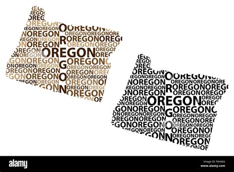 Sketch Oregon United States Of America Letter Text Map Oregon Map